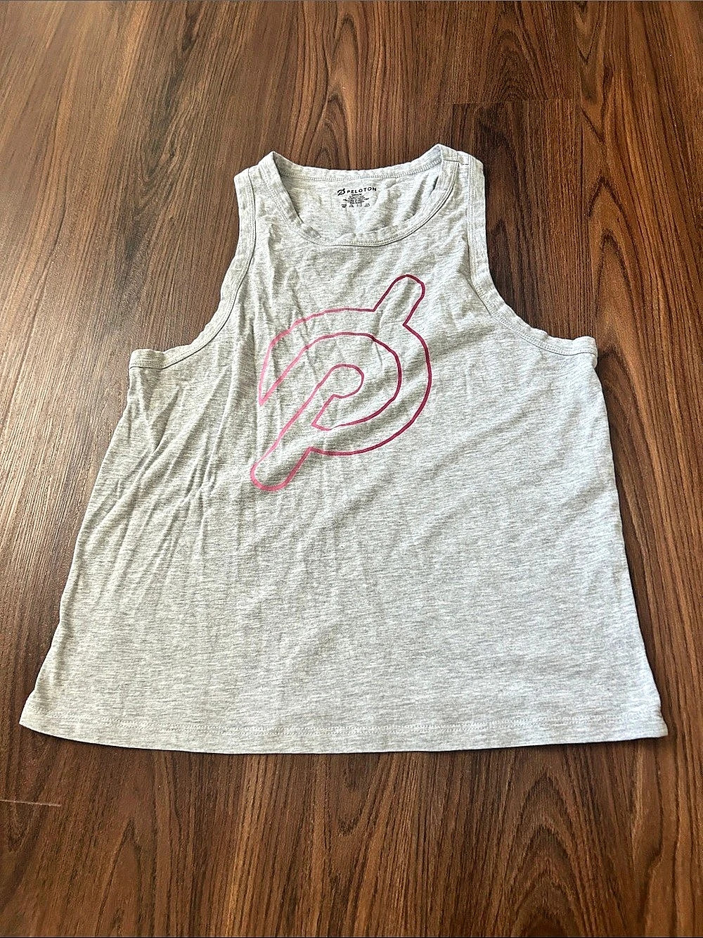 Peloton Stronger Pink Logo Grey Tank Top Medium